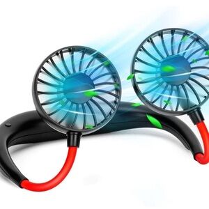 Portable Hanging Neck Sports Fan, Hands Free Personal Wearable Fan USB Recharge